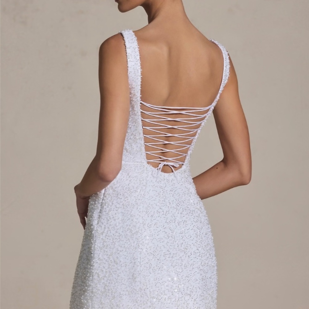 Dominque Oh Polly Embellished Structured A-Line Mini Dress - Picture 2 of 6